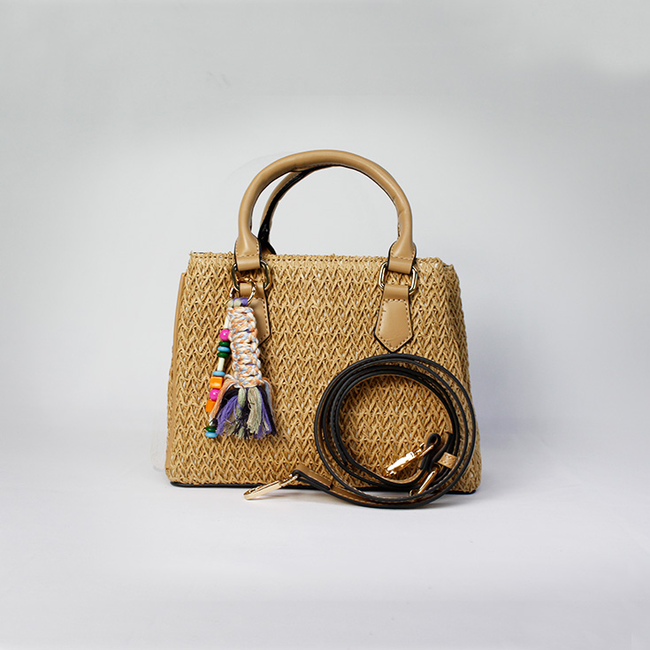 bolso de mano rafia asas beige