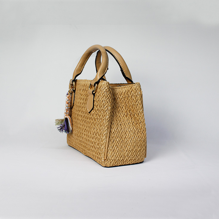 bolso de mano rafia asas beige