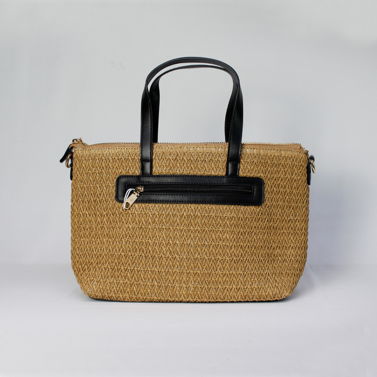 bolso de hombro rafia asas negras