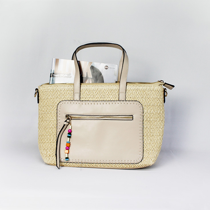 bolso de hombro rafia asas beige bolso de hombro rafia asas beige