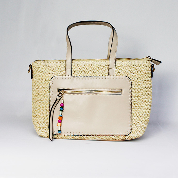 bolso de hombro rafia asas beige