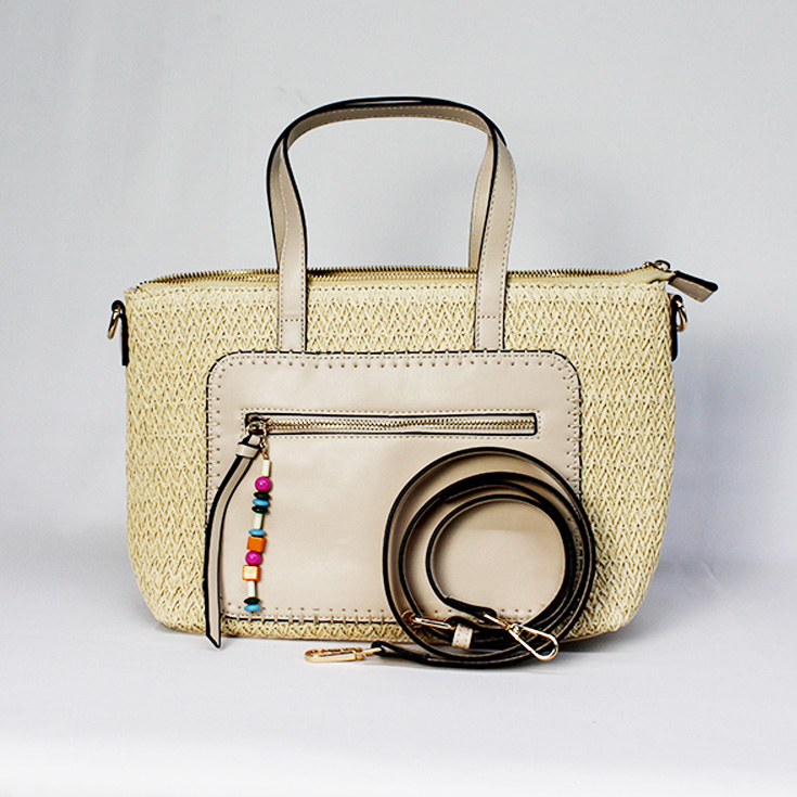 bolso de hombro rafia asas beige