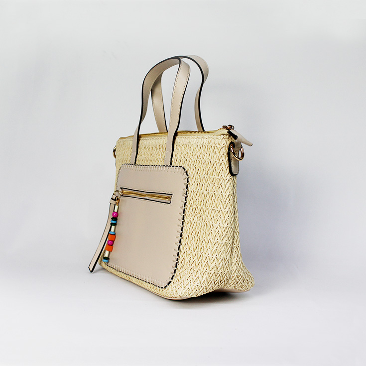 bolso de hombro rafia asas beige
