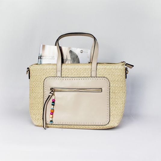 bolso de hombro rafia asas beige
