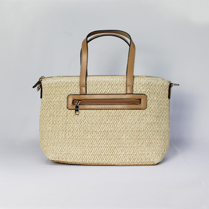 bolso de hombro rafia asas marron