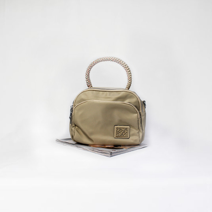 bolso nylon de mano asa cordon taupe bolso nylon de mano asa cordon taupe