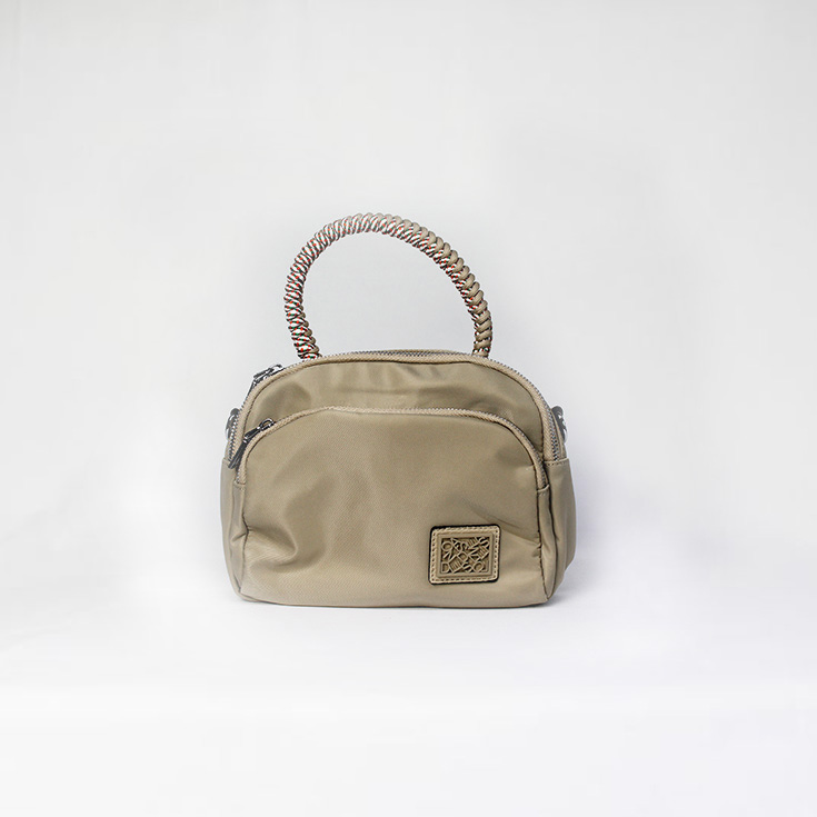 bolso nylon de mano asa cordon taupe