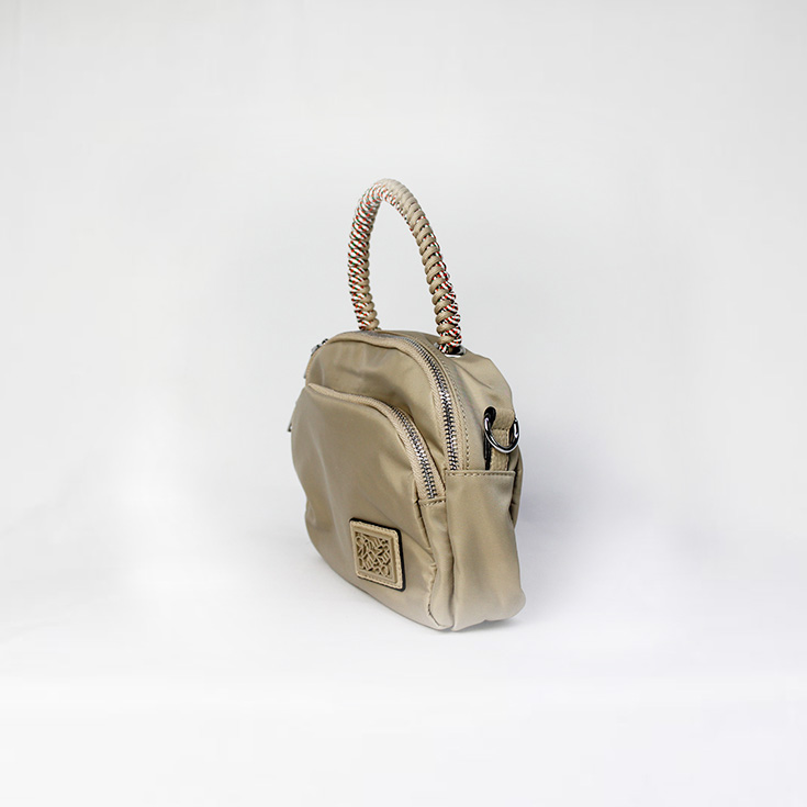 bolso nylon de mano asa cordon taupe