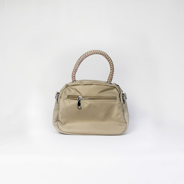 bolso nylon de mano asa cordon taupe