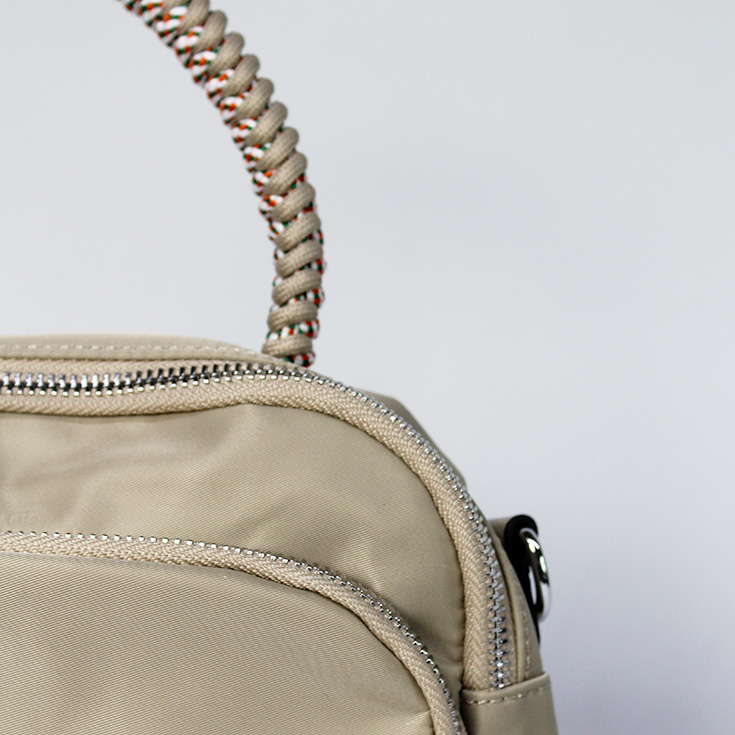 bolso nylon de mano asa cordon taupe