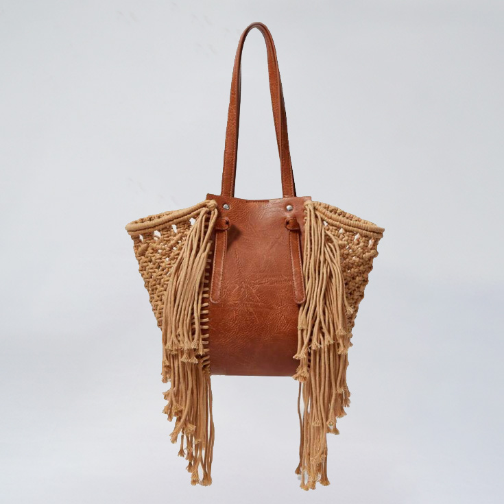 bolso macrame flecos marron bolso macrame flecos marron