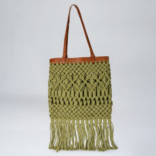 bolso macrame flecos verde