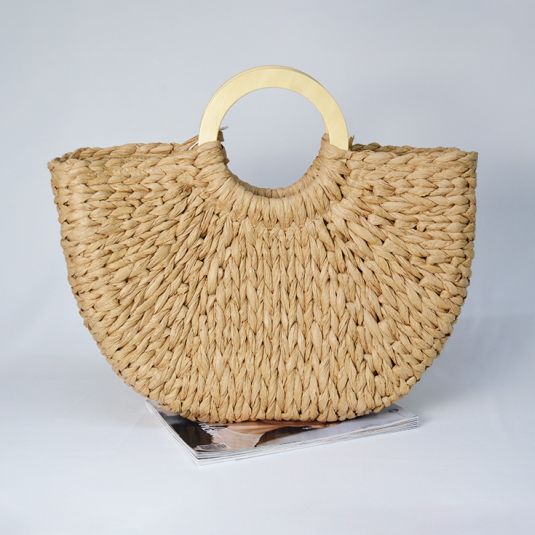 bolso cesta mano rafia beige