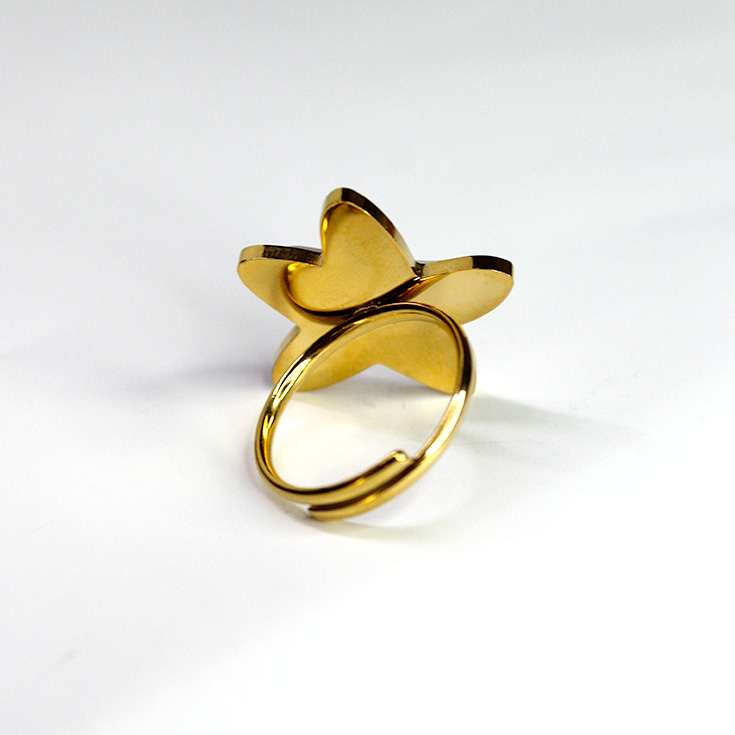 anillo dorado estrella de mar nacar blanca