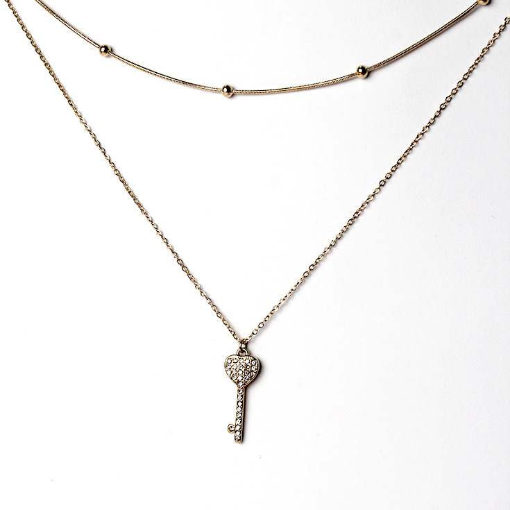 collar doble dorado llave collar doble dorado llave