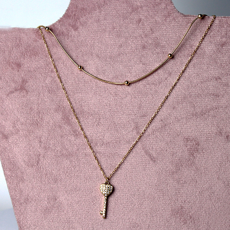 collar doble dorado llave