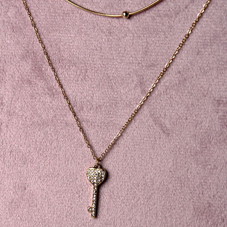 collar doble dorado llave