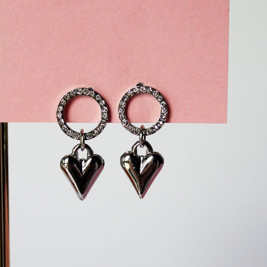 pendientes plata corazon colgante