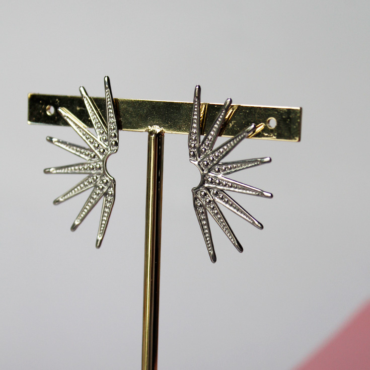 pendientes boton rayo de sol plata