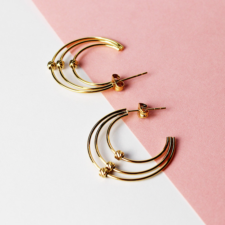 pendientes aro triple dorado pendientes aro triple dorado