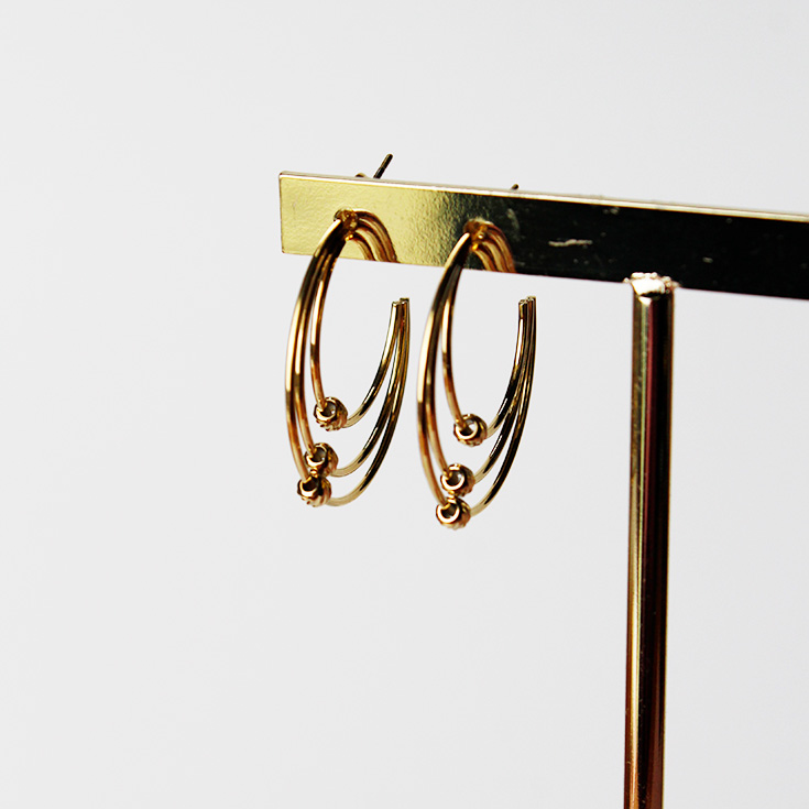 pendientes aro triple dorado