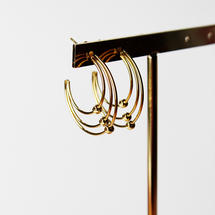 pendientes aro triple dorado