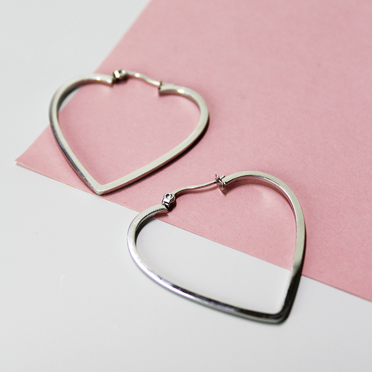 pendientes aro plateado corazon pendientes aro plateado corazon