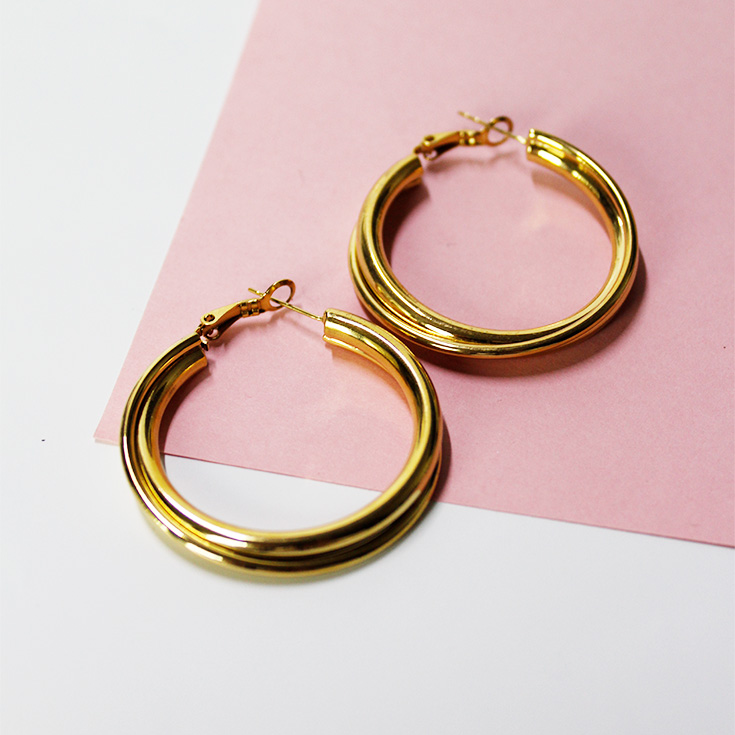 pendientes aro dorado entrelazado grueso pendientes aro dorado entrelazado grueso