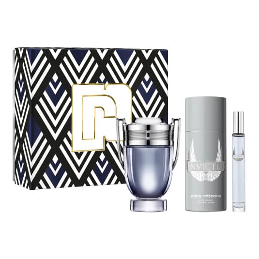 paco rabanne invictus eau de toilette 100ml cofre 3 piezas
