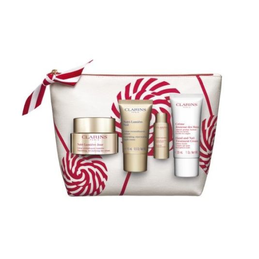 clarins nutri-lumiere jour crema de dia set 4 piezas + neceser clarins nutri-lumiere jour crema de dia set 4 piezas + neceser