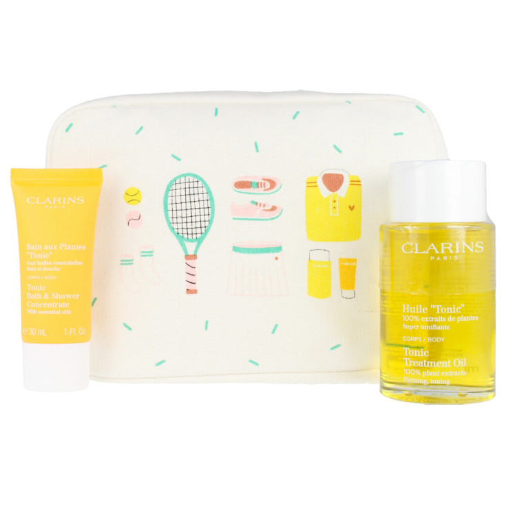 clarins session sport huile tonic skincare set 2 piezas + neceser clarins session sport huile tonic skincare set 2 piezas + neceser