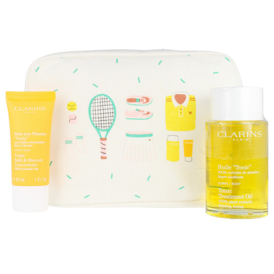 clarins session sport huile tonic skincare set 2 piezas + neceser clarins session sport huile tonic skincare set 2 piezas + neceser