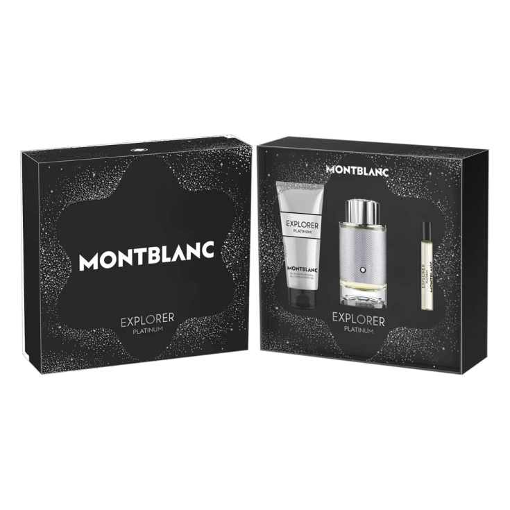 montblanc explorer platinum eau de parfum 100ml cofre 3 piezas