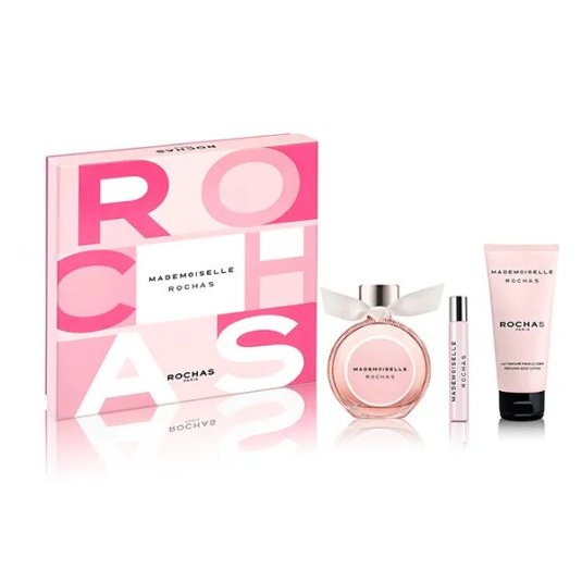 rochas mademoiselle eau de parfum 90ml cofre 3 piezas