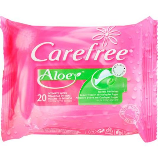 carefree toallitas higiene intima aloe 20 unidades