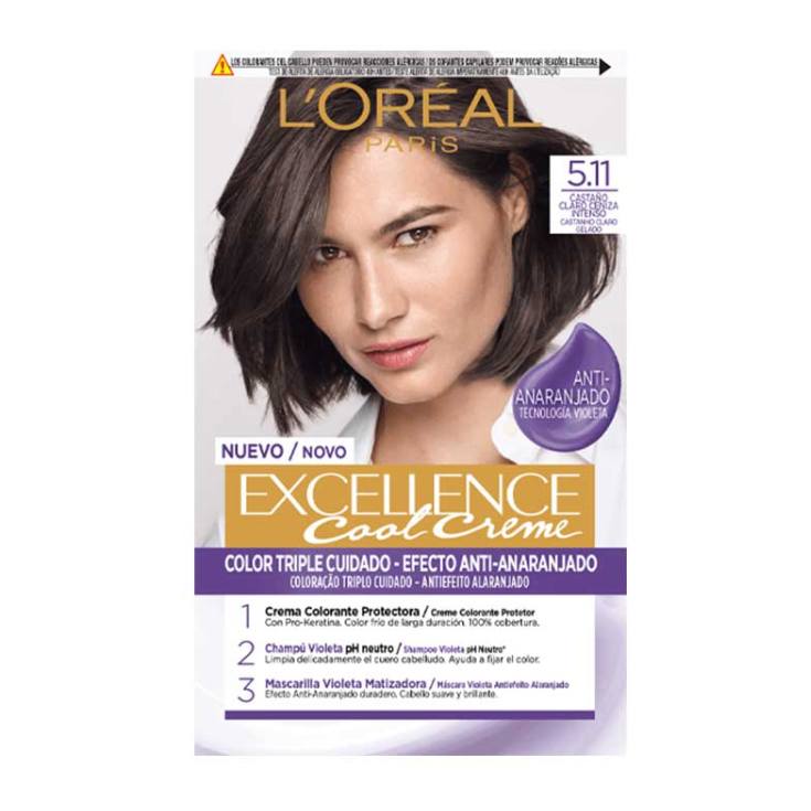 loreal excellence cool creme tinte permanente 5.11 castaño claro ceniza intenso loreal excellence cool creme tinte permanente 5.11 castaño claro ceniza intenso