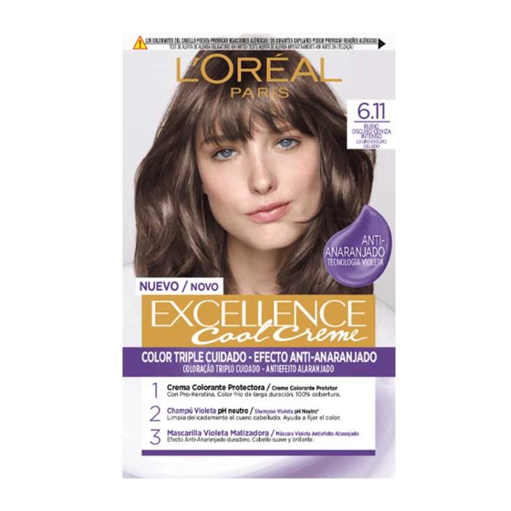 loreal excellence cool creme tinte permanente 6.11 rubio oscuro ceniza loreal excellence cool creme tinte permanente 6.11 rubio oscuro ceniza