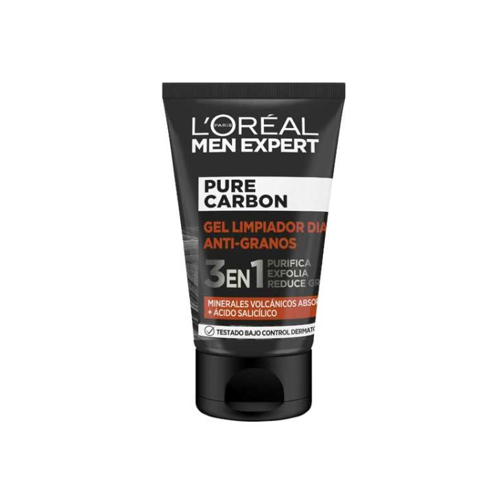 loreal men expert pure carbon gel limpiador diario anti-granos 100ml loreal men expert pure carbon gel limpiador diario anti-granos 100ml