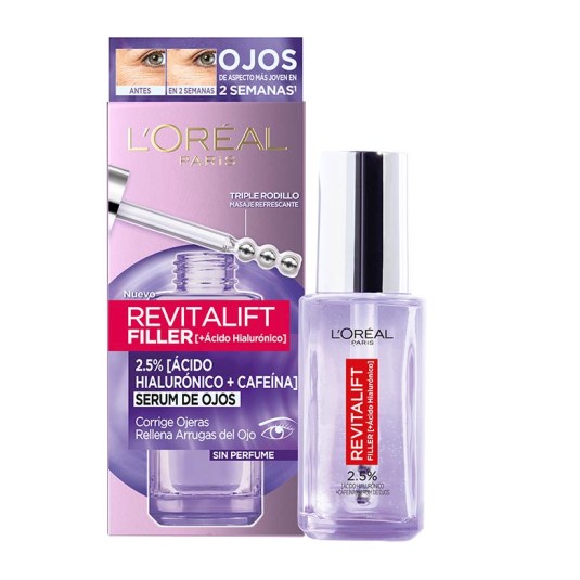 revitalift filler serum ojos 2,5% acido hialuronico + cafeina 20ml