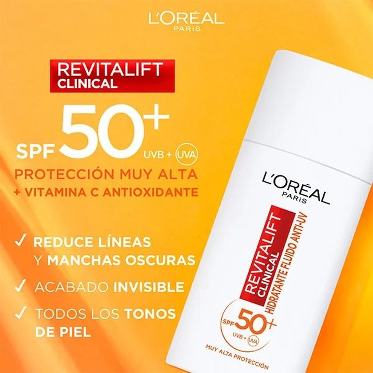 loreal revitalift clinical crema hidratante anti-uv spf50+ 50ml