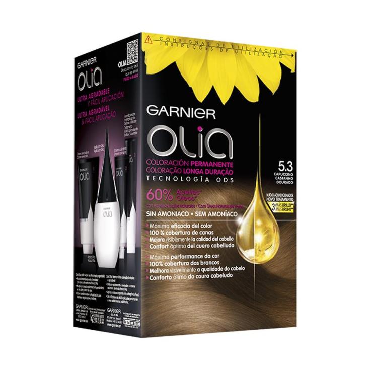 olia tinte coloracion permanente sin amoniaco y con aceites naturales capuccino castaño dorado nº 5.3 olia tinte coloracion permanente sin amoniaco y con aceites naturales capuccino castaño dorado nº 5.3