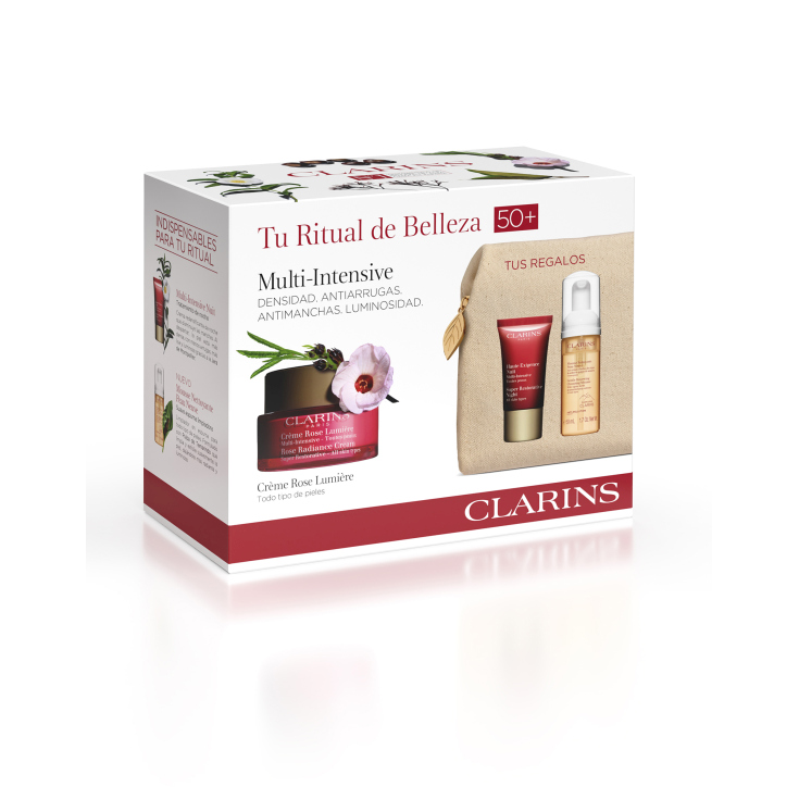 clarins rose lumiere multi-intensiva crema 50ml set 4 piezas clarins rose lumiere multi-intensiva crema 50ml set 4 piezas