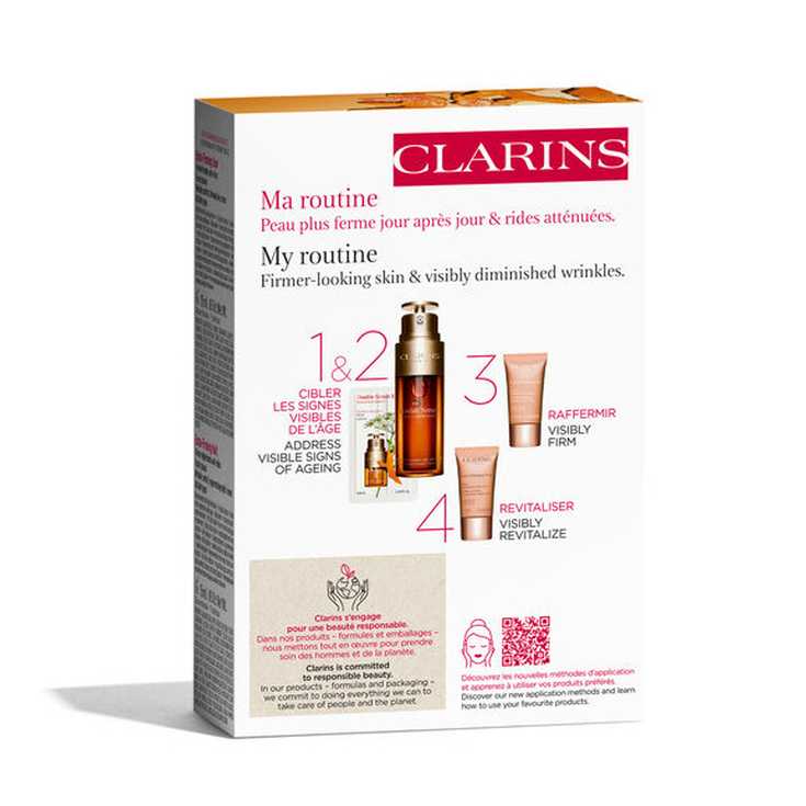clarins double serum 50ml + extra firming set 4 piezas