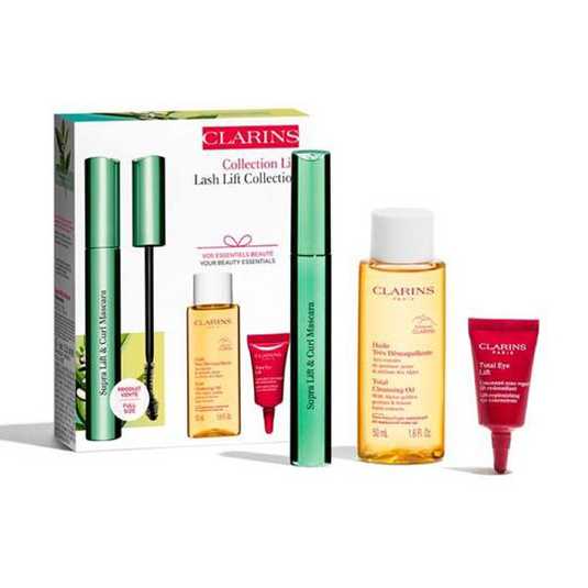 clarins supra lift & curl mascara de pestañas set 3 piezas