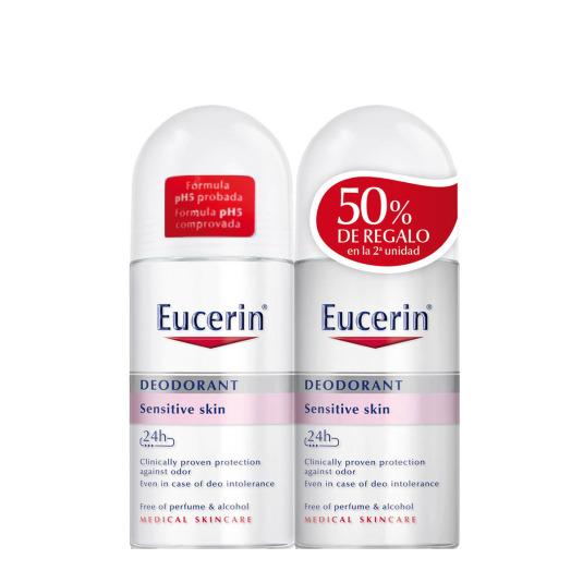 eucerin desodorante 24h piel sensible roll-on duplo 2x50ml