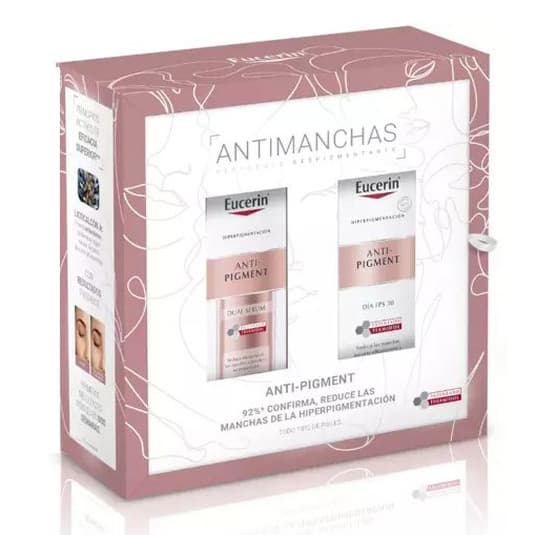 eucerin anti-pigment cream dia + serum set 2 piezas