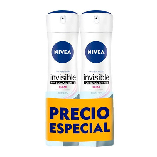 nivea invisible black & white desodorante spray duplo 2x200ml