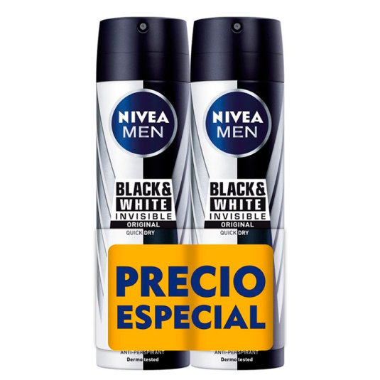 nivea men invisible for black & white dosodorante spray duplo 2x200ml