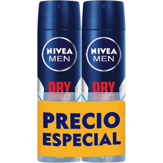 nivea men dry impact plus desodorante spray duplo 2x200ml