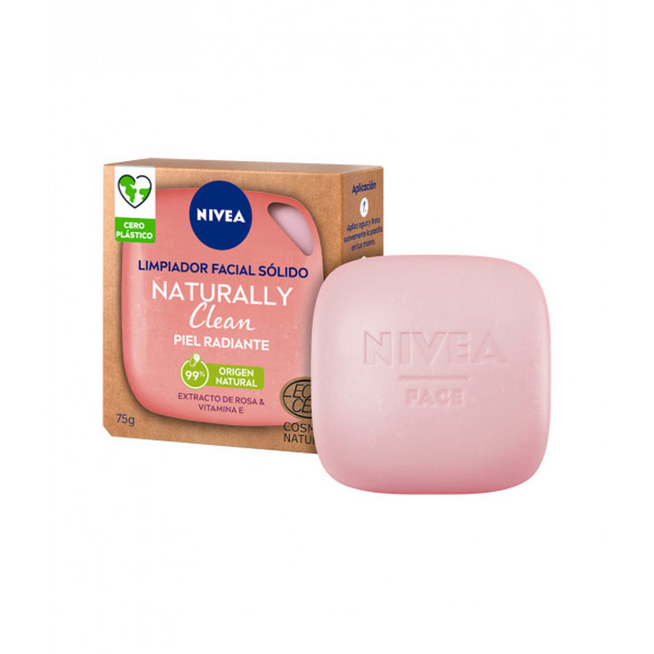 nivea naturally clean limpiador facial solido piel radiante 75g